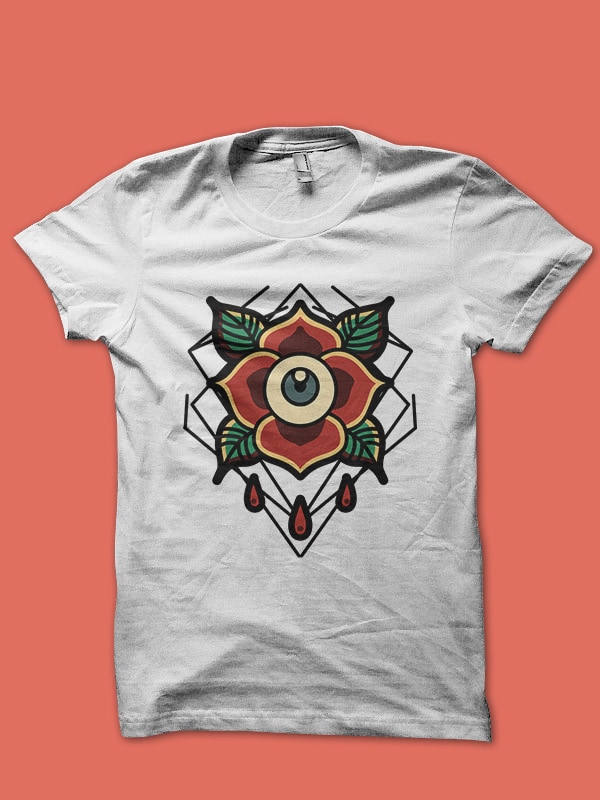 eye rose tattoo tshirt design