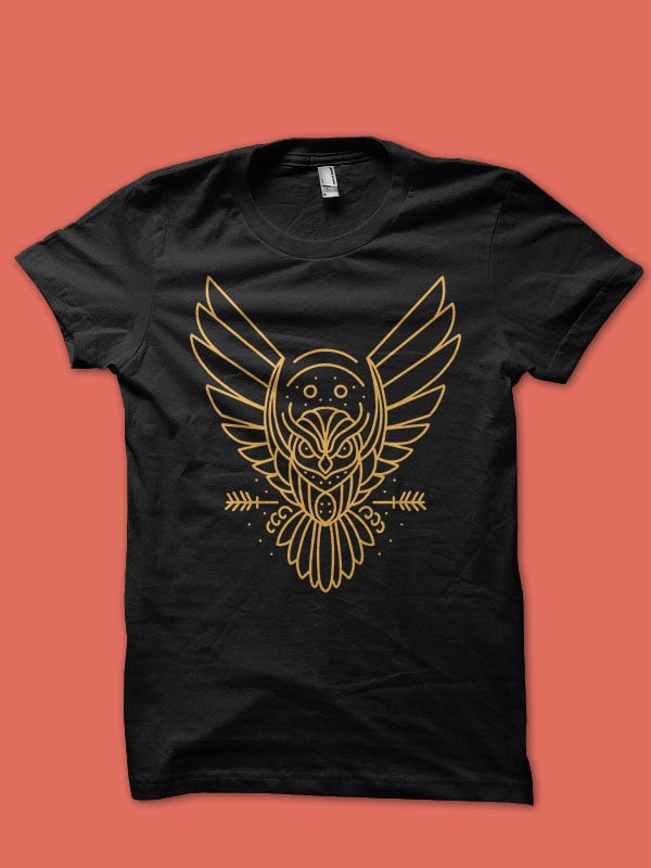golden owl tshirt design ready to use