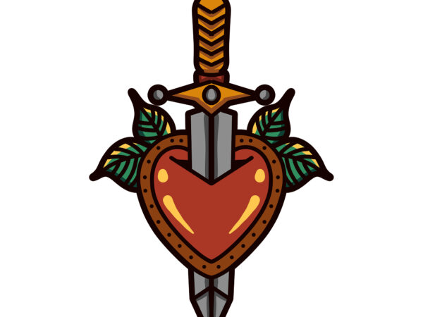 Sword heart tshirt design ready to use