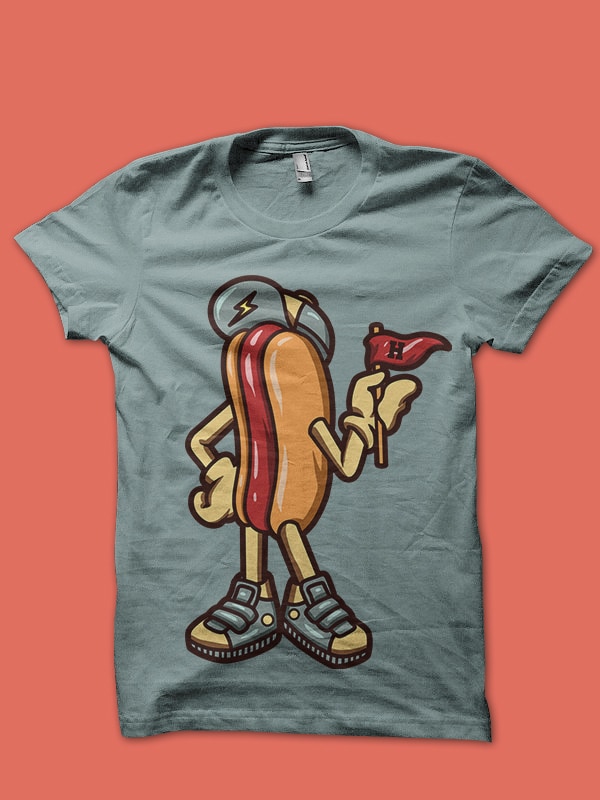 hotdog cartoon tshirt design ready to use