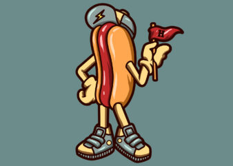 hotdog cartoon tshirt design ready to use