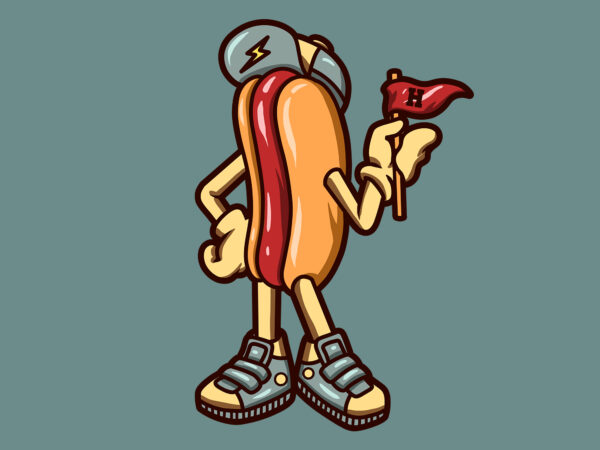 Hotdog cartoon tshirt design ready to use