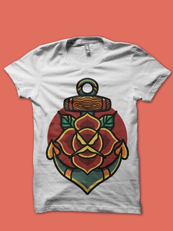 rose anchor tshirt design for sale