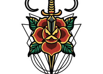 rose dagger tattoo and geometry