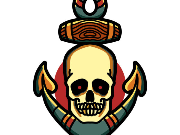 Skull anchor tshirt design ready to use