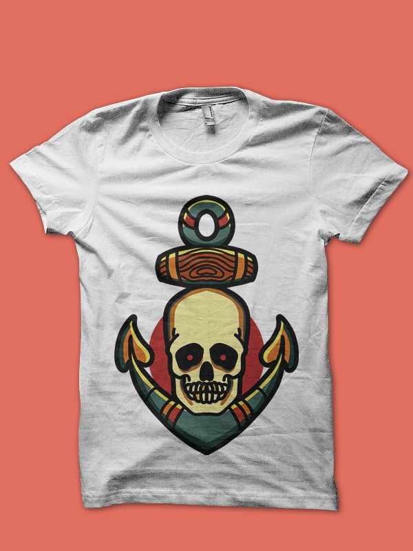 skull anchor tshirt design ready to use