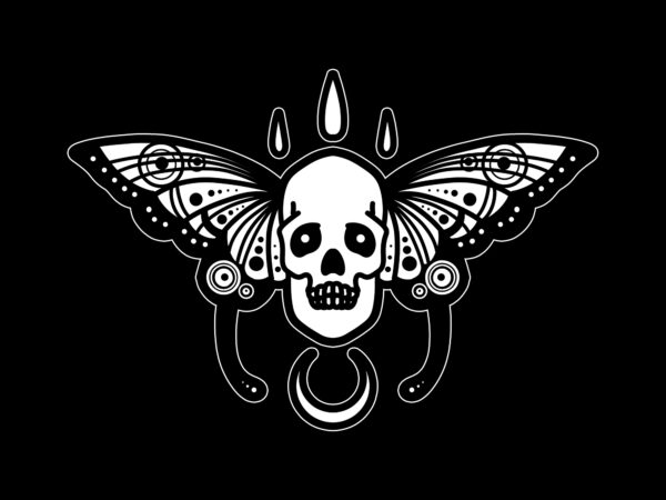 Butterfly skull tattoo tshirt design
