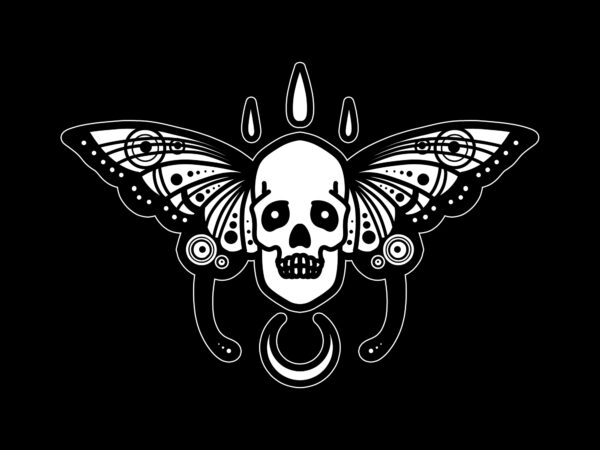 Butterfly skull tattoo tshirt design