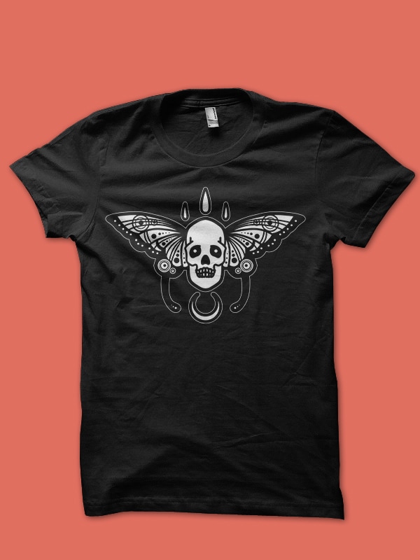 butterfly skull tattoo tshirt design