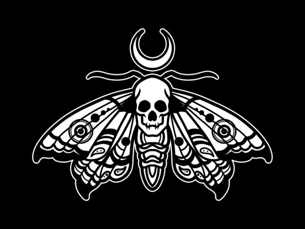 Skull moth tshirt design ready to use