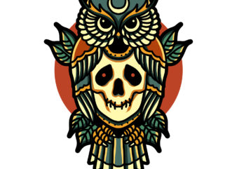 skull owl tshirt design for sale