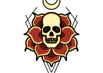 skull rose tshirt design ready to use