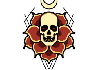 skull rose tshirt design ready to use