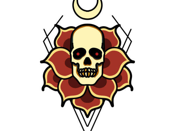 Skull rose tshirt design ready to use