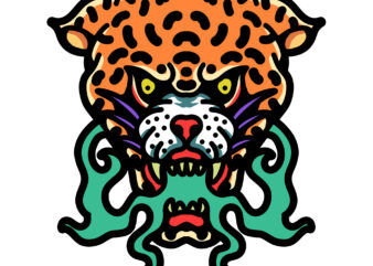 angry leopard t shirt vector