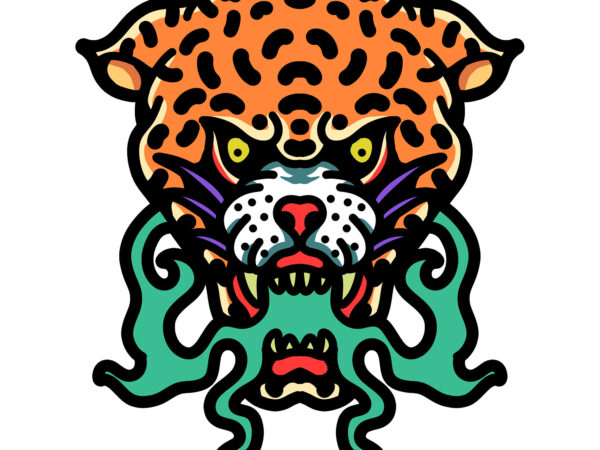 Angry leopard t shirt vector