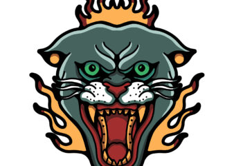 burning panther t shirt template