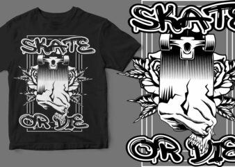 sakteboard (skate or die) t shirt template vector