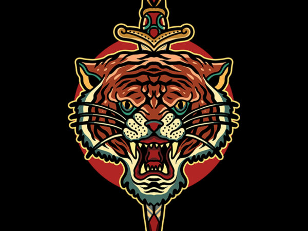 Tiger and dagger t shirt designs for sale