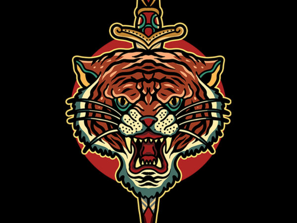 Tiger and dagger t shirt designs for sale