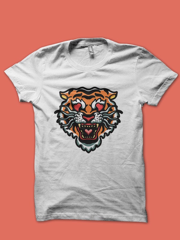 tiger in love tshirt design for sale
