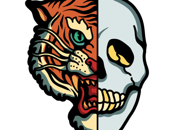 Tiger skull t shirt designs for sale