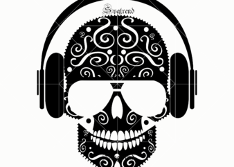 Skull with headphones svg, Skull Svg, Skull vector, skull music logo, skull music vector, skull music Svg, Skull mandala, Sugar Skull SVG, Sugar Skull Svg, Skull Svg, Skull vector, Sugar