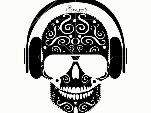 Skull with headphones svg, skull svg, skull vector, skull music logo, skull music vector, skull music svg, skull mandala, sugar skull svg, sugar skull svg, skull svg, skull vector, sugar