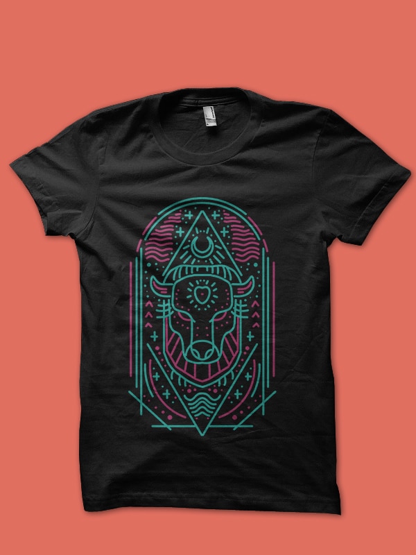bison line art tshirt design