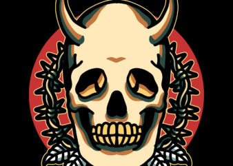 devil skull t shirt vector illustration