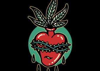 ganja heart tshirt design rady to use