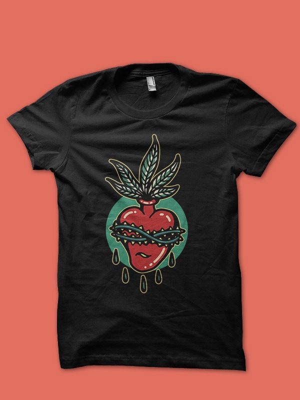 ganja heart tshirt design rady to use