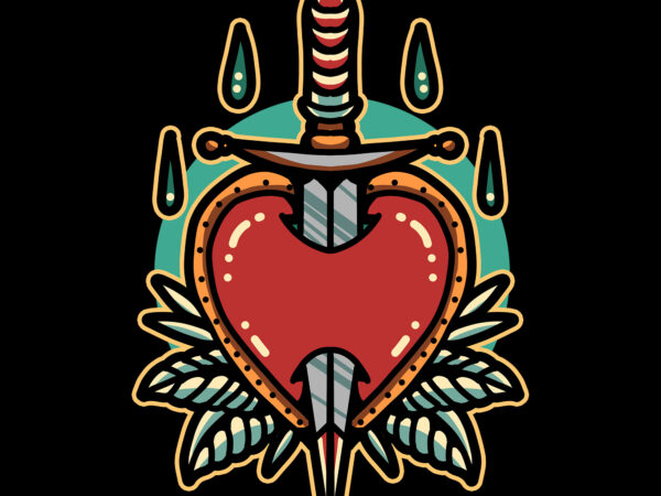 Heart sword graphic t shirt