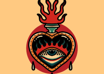 heart with eye tattoo tshirt design