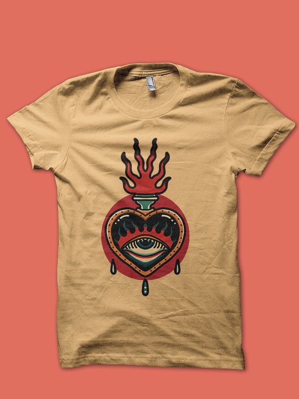 heart with eye tattoo tshirt design