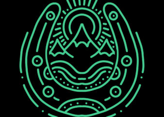 horseshoe and mountain tshirt design