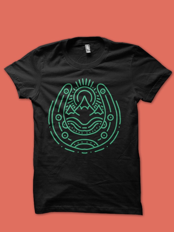 horseshoe and mountain tshirt design