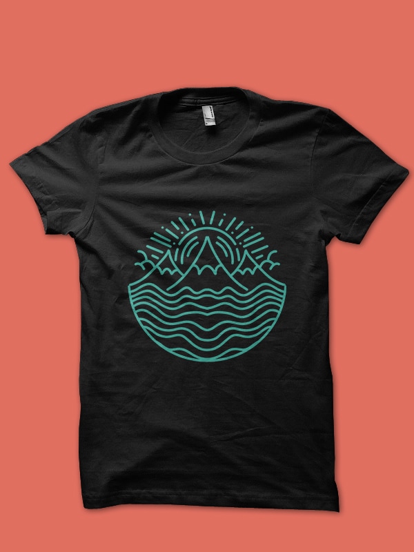 abstract mountain monoline tshirt design