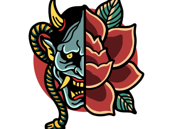 Oni rose design for tshirt