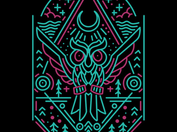 Owl line art tshirt design