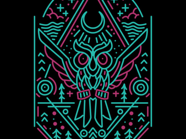 Owl line art tshirt design
