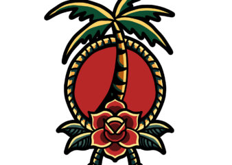 palm tattoo t shirt illustration