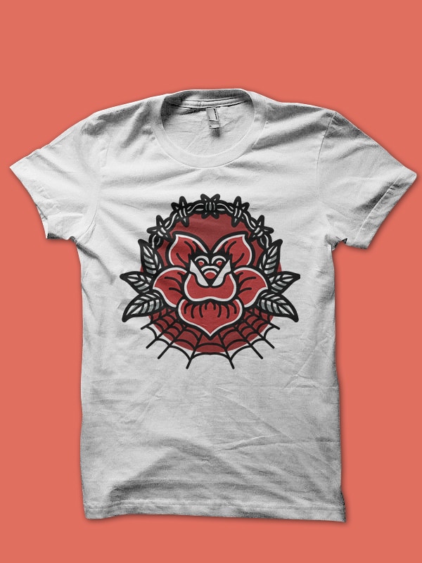poison rose tattoo tshirt design