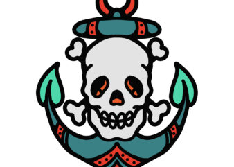 skull anchor t shirt template vector