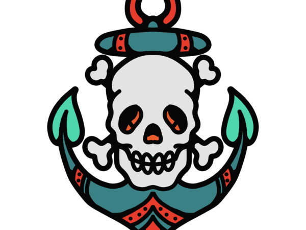 Skull anchor t shirt template vector