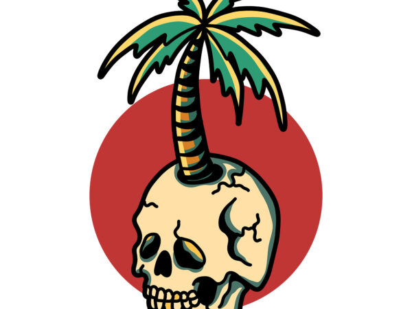 Skull palm t shirt template vector