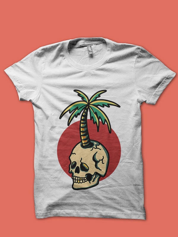 palm tree skull t-shirt