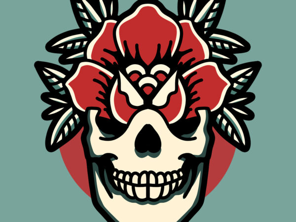 Skull and rose t shirt template vector