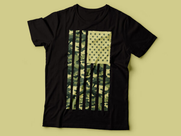 American usa flag and camo army design pattern tshirt design |patriot design