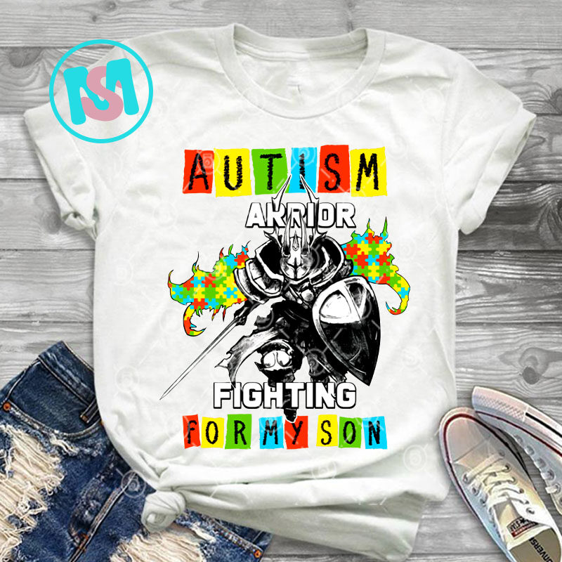 Autism Arrior Fighting For My Son PNG, Autism Awesome PNG, Puzzle PNG, Family PNG, Digital Download